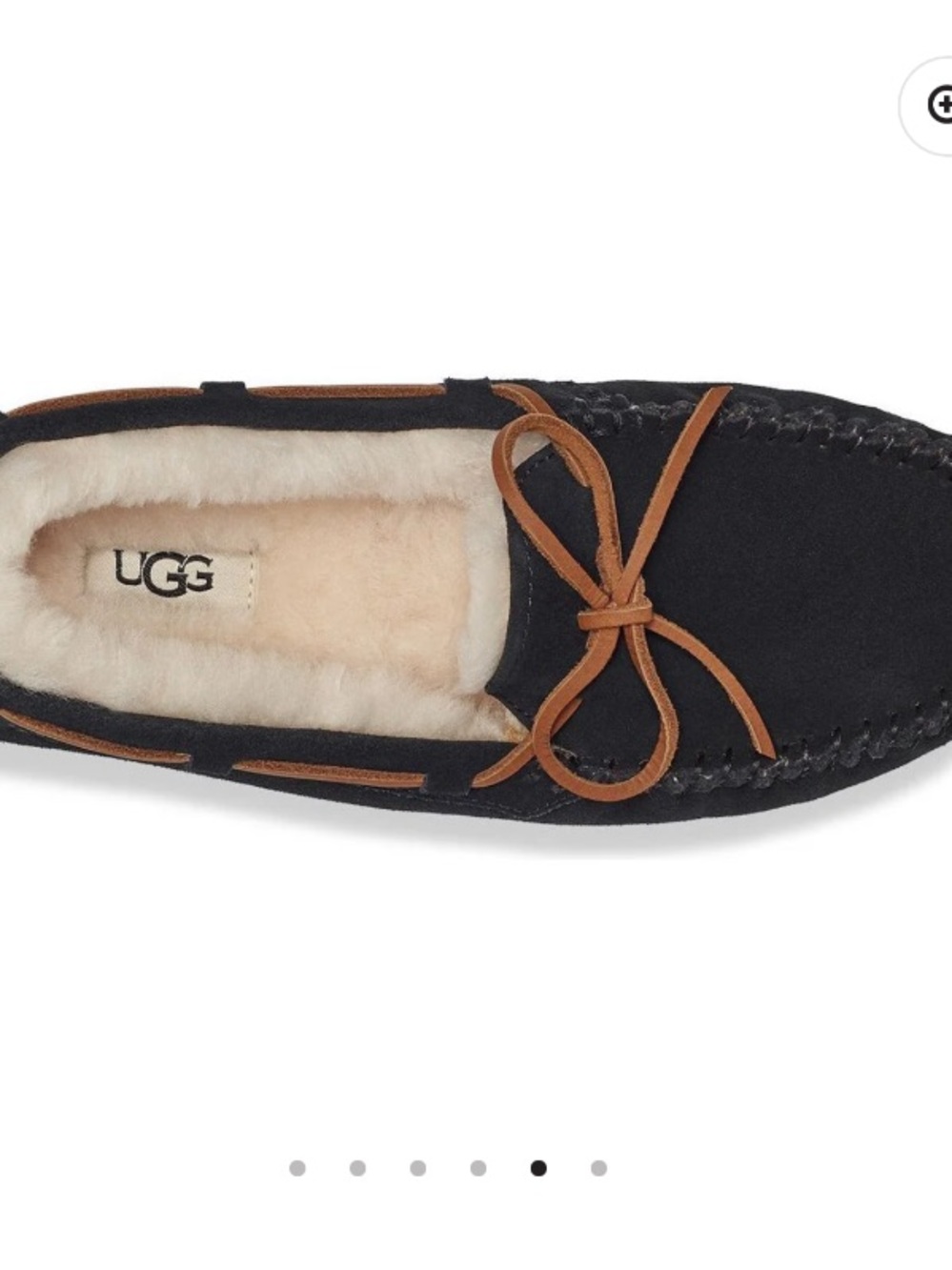 UGG Dakota Moccasin Slipper in Black with Chestnut Lacing